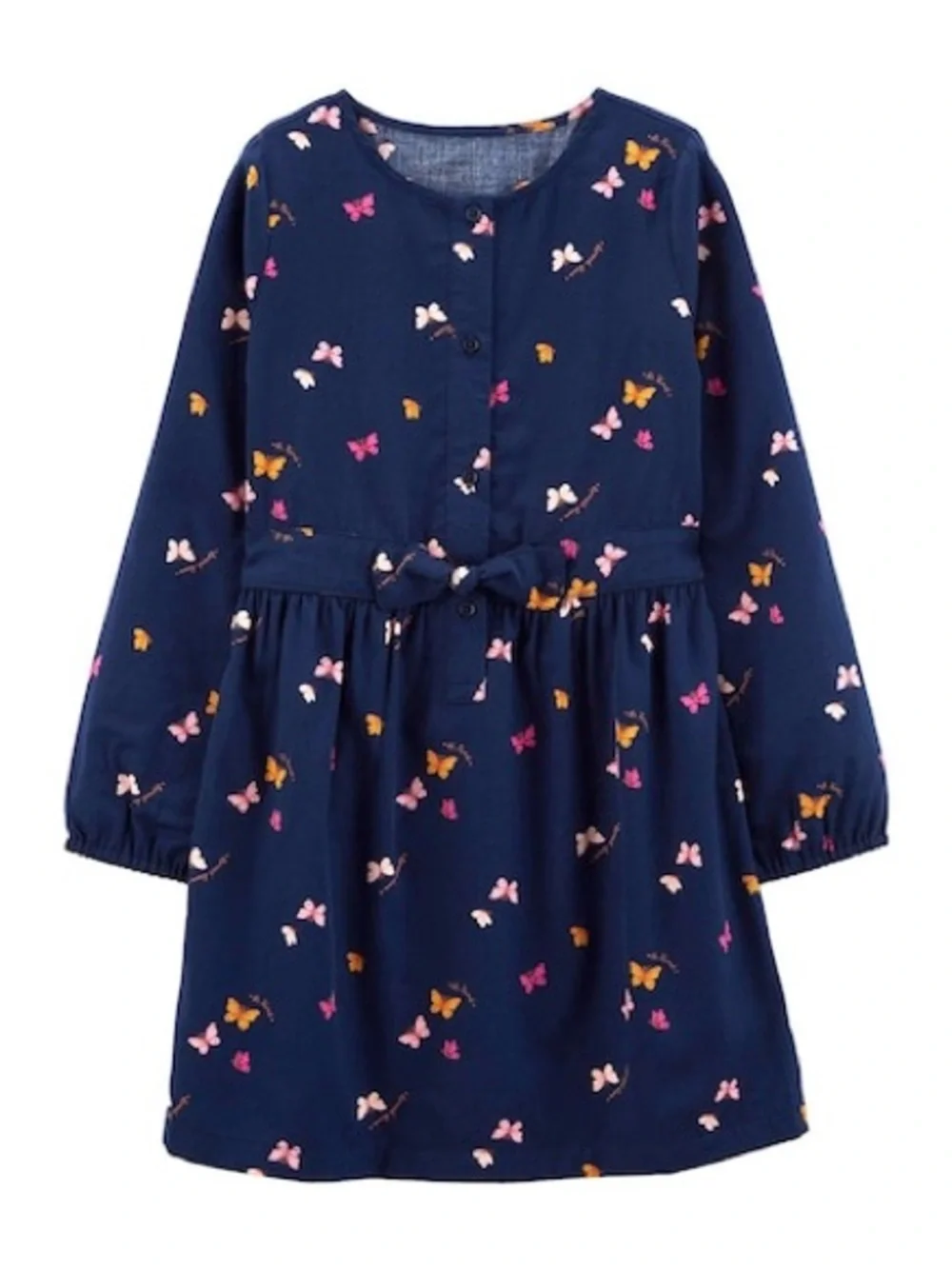 Carter's Navy Butterfly Button-Front Long Sleeve Dress